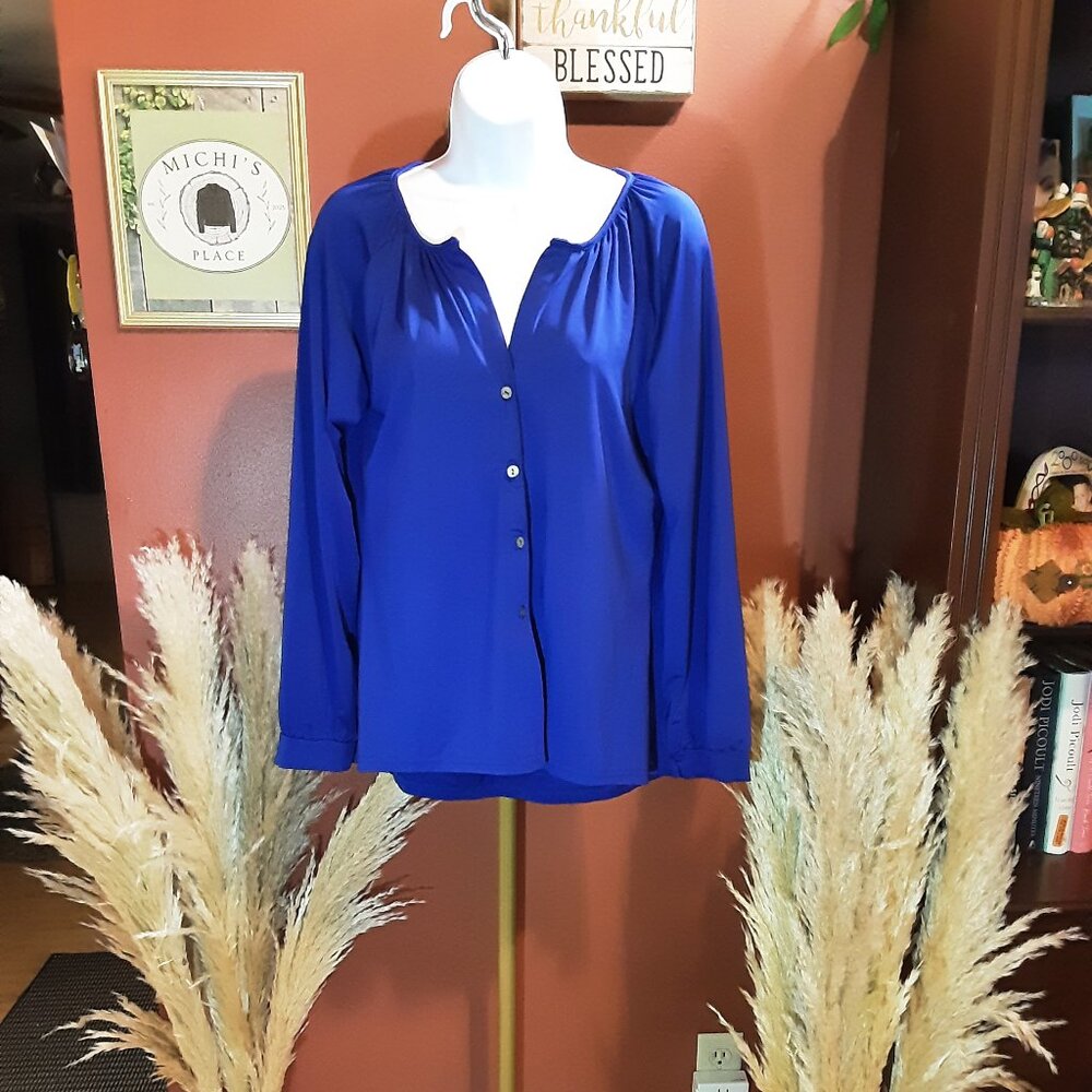 Women's Business Casual Blue Blouse